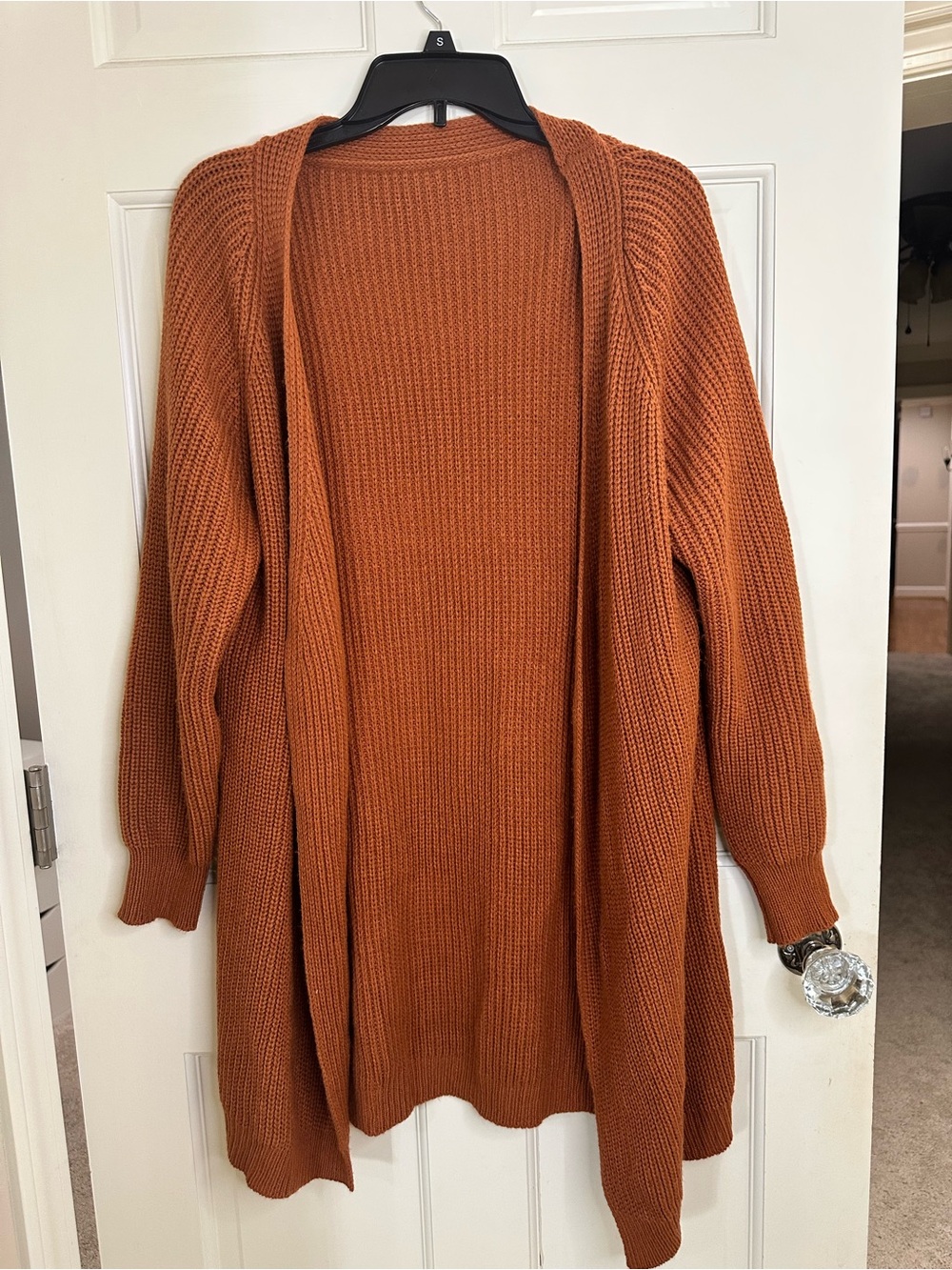 SHEIN Rust Orange Open Front Ribbed Knit Cardigan size Small